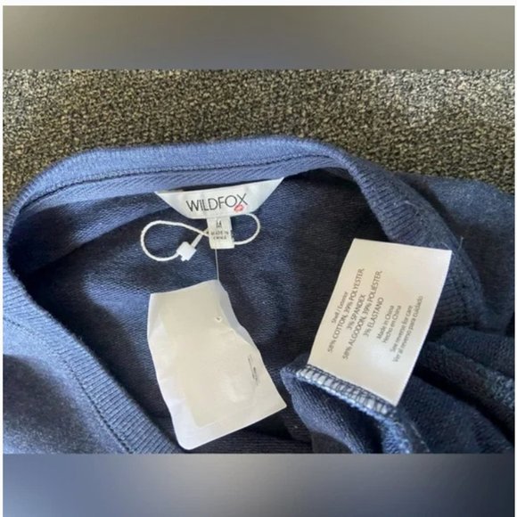NWT Wildfox Navy Blue Heather Social Statement Embroidered Sweatshirt - Picture 6 of 7